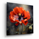 Poppy Flower Glass Wall Art.